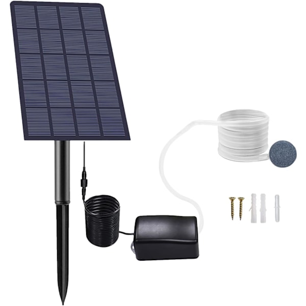 2.5W Solcelledrevet Damlufter Damlufter Solcelle Dam Pumpe Plug-in Solcelle Oksygenpumpe med Slange og Luftstein Hage og Fiskedamlufter
