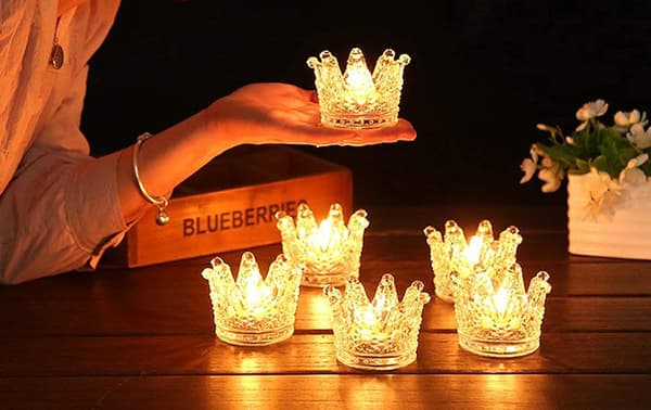 Ljusstakar Set om 6 Krona Glas Tealight Ljusstake för Vi