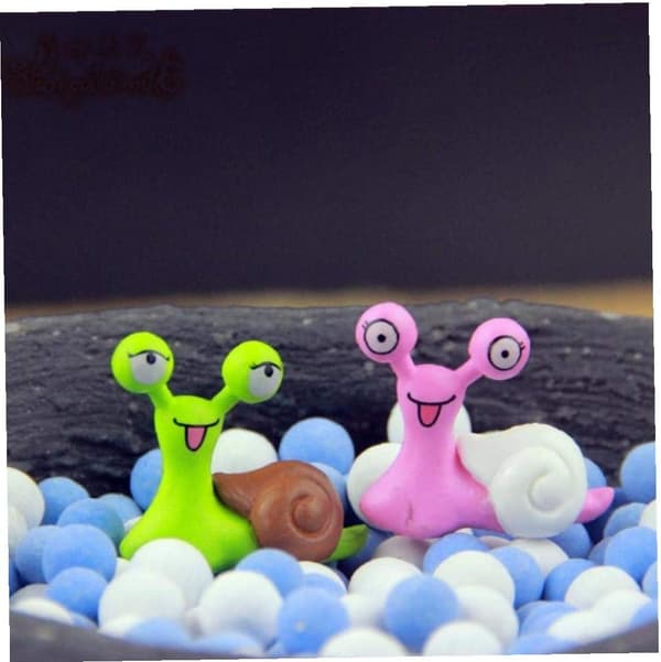 5 stk. miniature sneglefigur fehave dukkehuspynt Bo