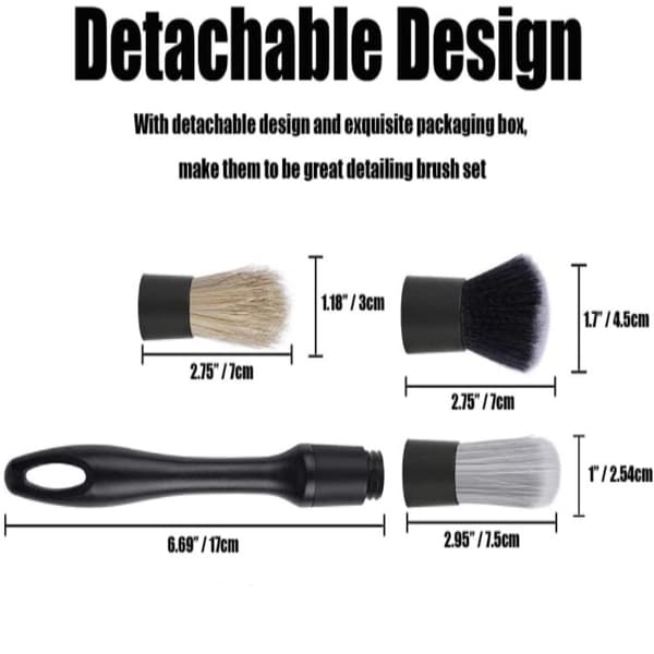 3pk Multi-Purpose Car Detailing Brushes, 3 hovedstørrelser til eksteriør