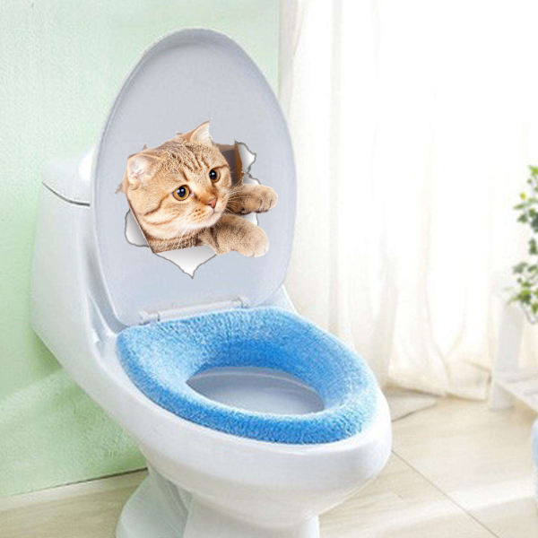 1 st katt väggdekal badrumsdekoration tecknad kattunge väggmålning DIY