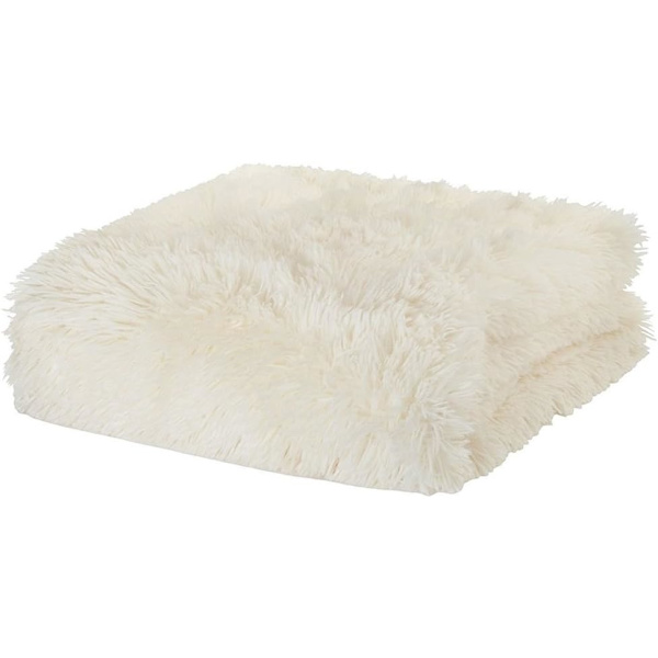 Super blød fleece sengetæppe tæppe 80*120cm langt hår luksus varmt sofa seng tæppe (cremet hvid)