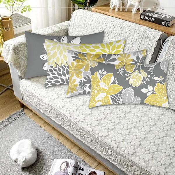 4 kuddfodral, blommigt örngott för soffa hem vardagsrum sovrum heminredning 30 x 50 cm (Daisy - 30X50)