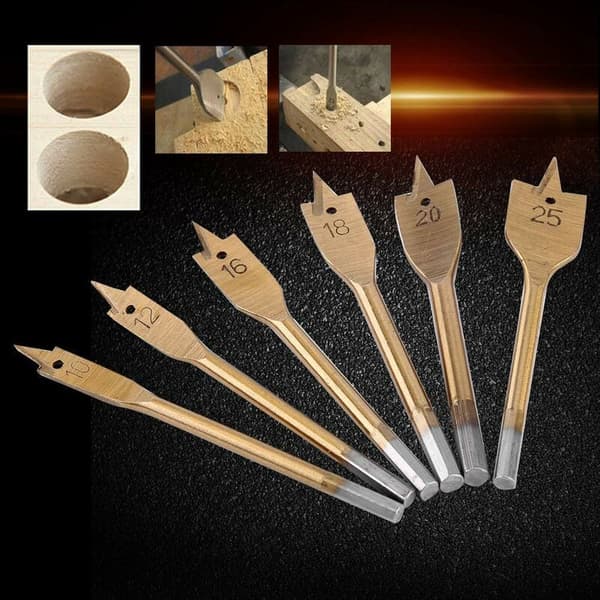 6 stk Spade Bits Spade Drill Bit Høyverdig Spade Blade Bits Treflis Flat D
