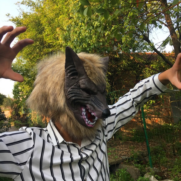 Varulv Latex Mask med Varulv Klor, Varulv Huvudbonad + Varulv Handskar för