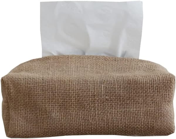Serviettdispenser i lin og bomull, 22x10x10 cm