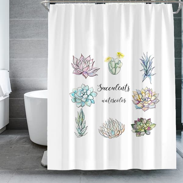 Duschdraperi Anti Mögel Vattentät Blommor Växter Mönster, Visa