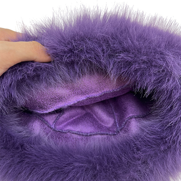 Unisex Vinterstickad Beaniehatt för Kvinnor, Tjock Konstpälshatt - Lila