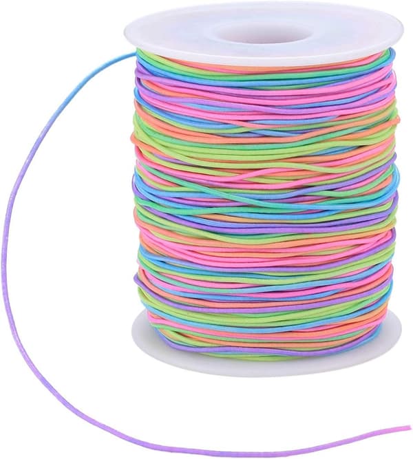 Farvet elastisk snor, regnbue elastisk snor tråd, flettet tråd C