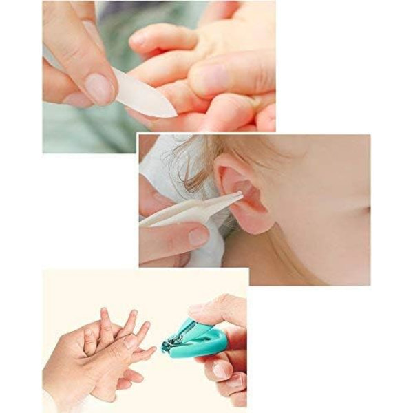 4-i-1 Baby Nagelklippare Set Manikyrset Inkluderar Nagelklippare + Hår Sax + Pinsett + Nagel Filer - Flickor och Pojkar (Grön)