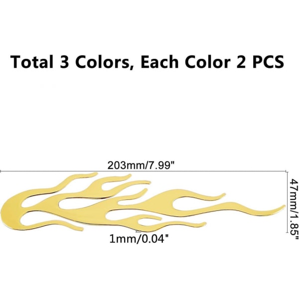 6 kpl 200x50mm 3 väriä liekki auton tarrat itseliimautuvat Pvc merkki tarrat