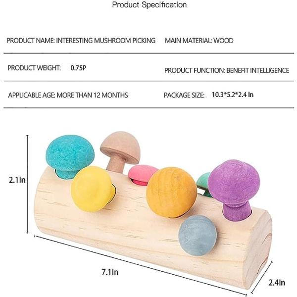 Montessori-lelut 1 2 3-vuotiaille pojille ja tytöille, sieni sadonkorjuu