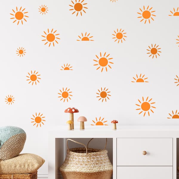 1 set mini sol väggdekaler Retro söt väggdekaler Boho Orange D