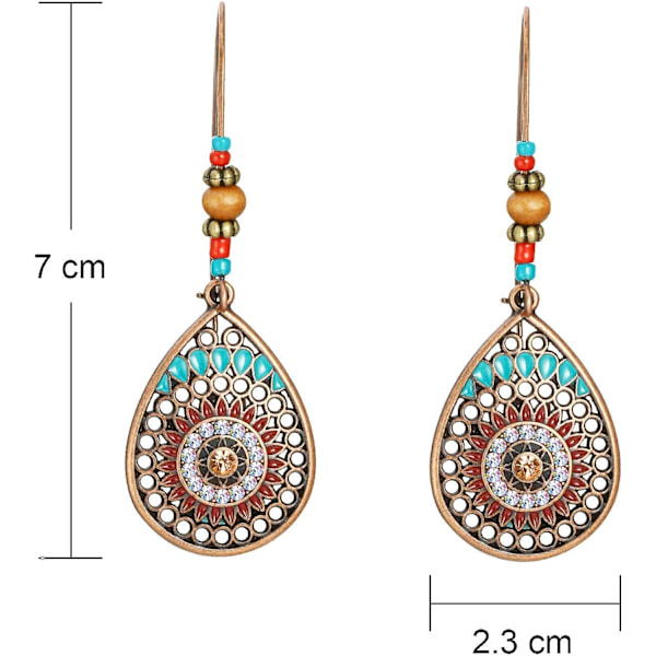 4 paria Boho Vintage -riipuskorvakoruja Vintage Rhinestone -korvakoruja Bo