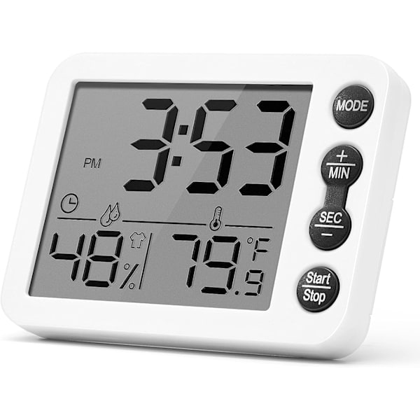 Digital køkkenur til madlavning, termometer og hygrometer med