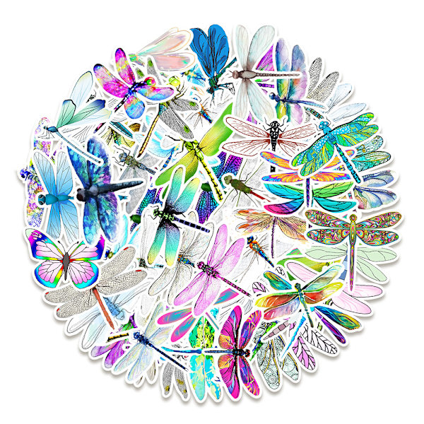 Dragonfly-klistremerker | 50 stk. Dragonfly vanntette vinylklistremerker for vannflasker L