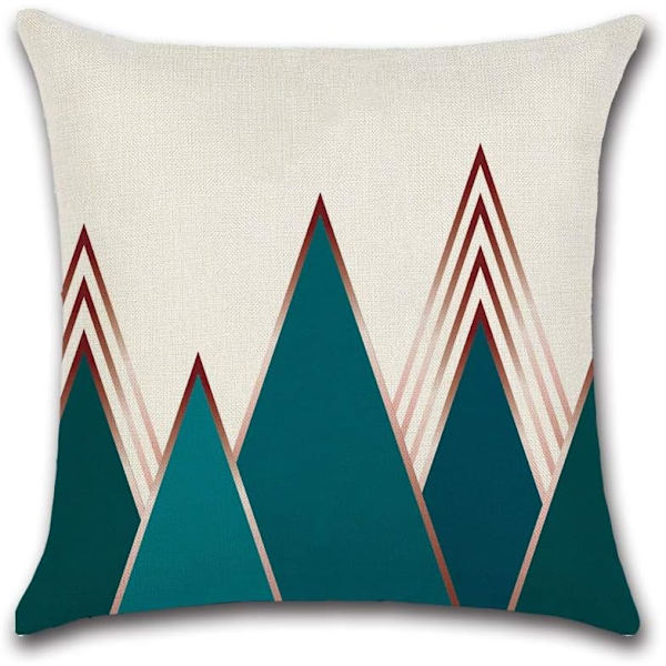 4 stk putetrekk 45 x 45 cm, kvadratisk dekorativ putevar trekk sofa putetrekk blå trekant trykt geometrisk mønster bomull lin hjem dekorasjon