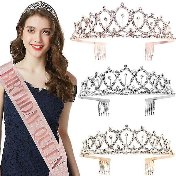 Födelsedagsflicka Sash Rhinestone Tiara Kit