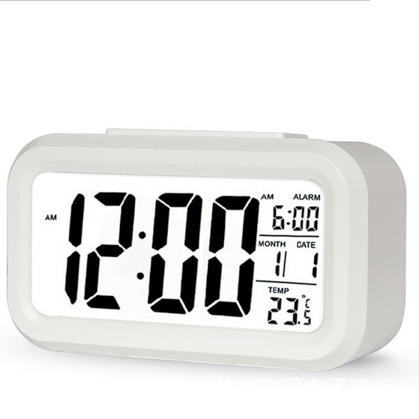 LED-bakgrundsbelyst digital snooze-bordslarmklocka temperaturkalender