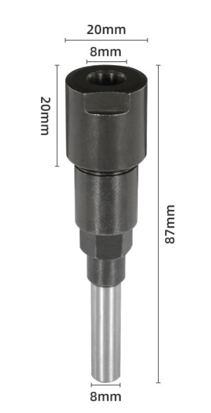 CNC träfräs chuckförlängning 8mm förlängningsstång