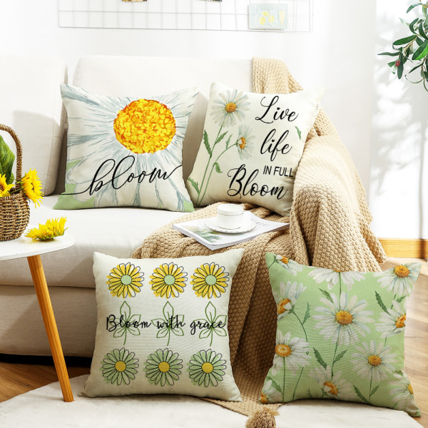 Set med 4 blommönstrade kuddfodral - 45 x 45 cm