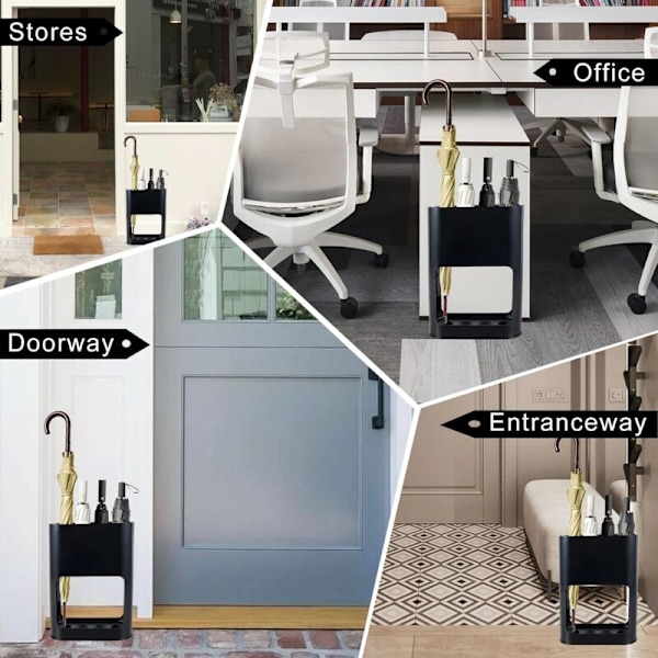 Paraplyställ, Avtagbar Droppbricka Paraplyställ Design Paraplyställ (Svart)