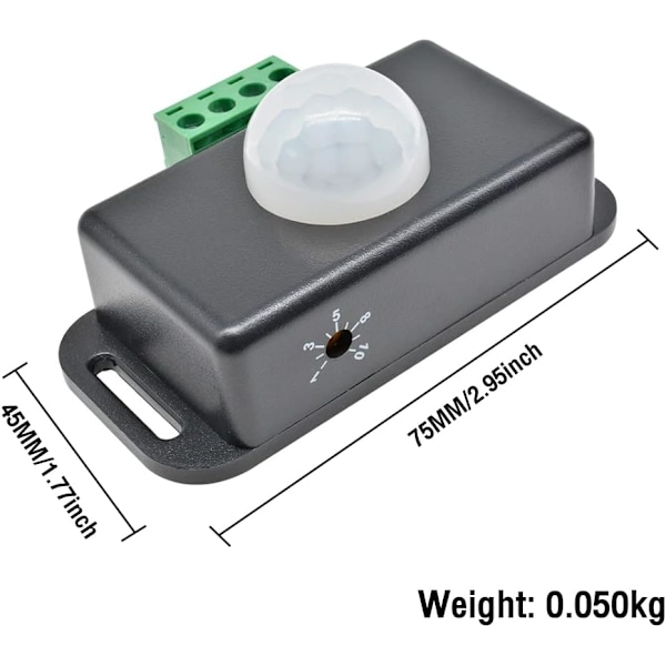 DC12V 8A Justerbar Rörelsesensor Automatisk Strömbrytare för Skåp, Vardagsrum, Trappor, Garage, LED-Strip Lights.