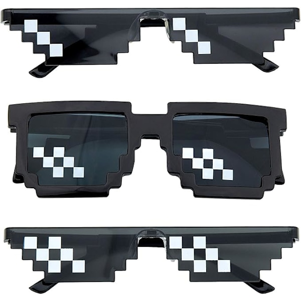 Set of 3 Sunglasses, MLG Pixelated Sunglasses, Mens Womens Sunglasses 8 Bit Glass Pixel Mosaic Prop Unisex Sun Glasses