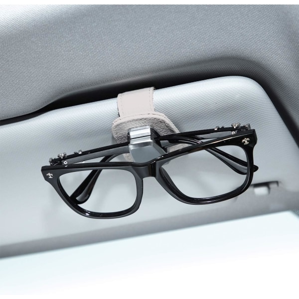 2-pakning Universal Car Glasses Holder for Car Visor, Solbriller, Lærklemme, Brilleholder og Billettkortholder, Brilleholder for Bil (Grå)