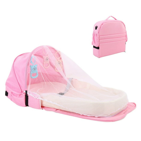 Allt-i-ett bärbar bassinet, hopfällbar babysäng, babygunga resesäng spjälsäng nyfödd som en skötväska bytesstation säte mage tid vikning