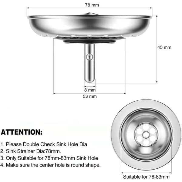 Rustfrit stål vaskfilter, 2 stk. Filter til vask, 8 cm