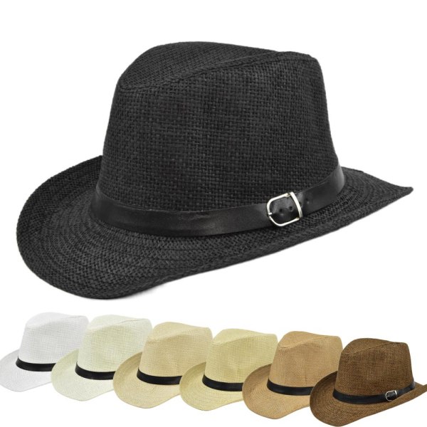 Mænd Udendørs Halm Flettet Kunstlæder Band Dekor Western Style S