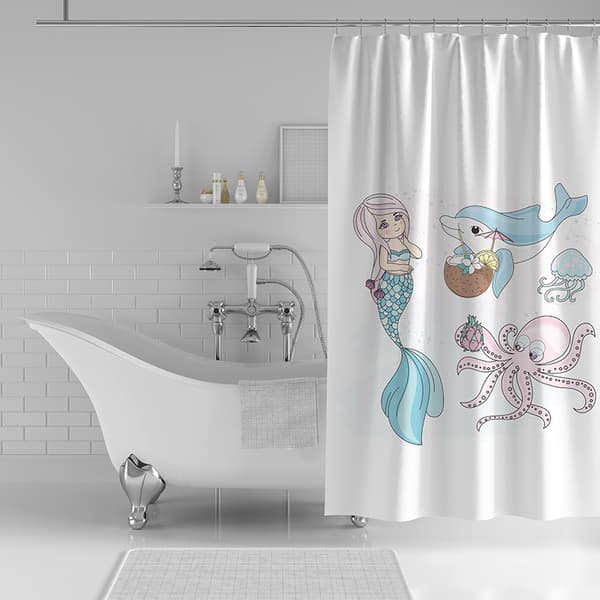 1 st Mermaid Dolphin Mönster Duschdraperi, Mögelresistent, Vattentät