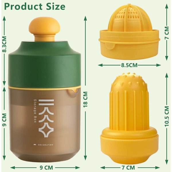 Manuell citrusjuicepress, juicextraktorcentrifug, apelsin/citron/citronpress med behållare, manuell fruktjuicepress dubbel användning, mycket hållbar, diskmaskinssäker, 18*9cm