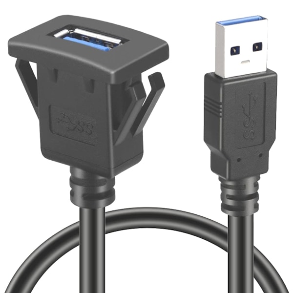 L00S USB 3.0 Hona Flush Mount Adapterkabel - 1m Förlängningskabel för Bil, PC, Båt och Motorcykel - Idealisk för Instrumentbräda