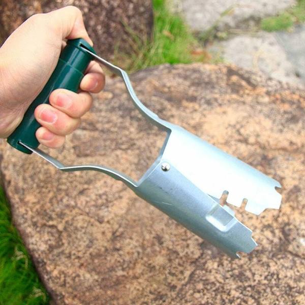 Rustfrit løgplanter Håndholdt løgplanter med fjederhåndtag og dybdeskala Have løg Havearbejde værktøj