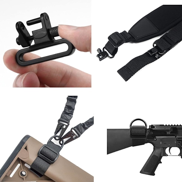 Sling Mount-fästen, Taktiska Gevärslingar, med Skruv, 2 Vita Ringbrickor, för Gevärspipor