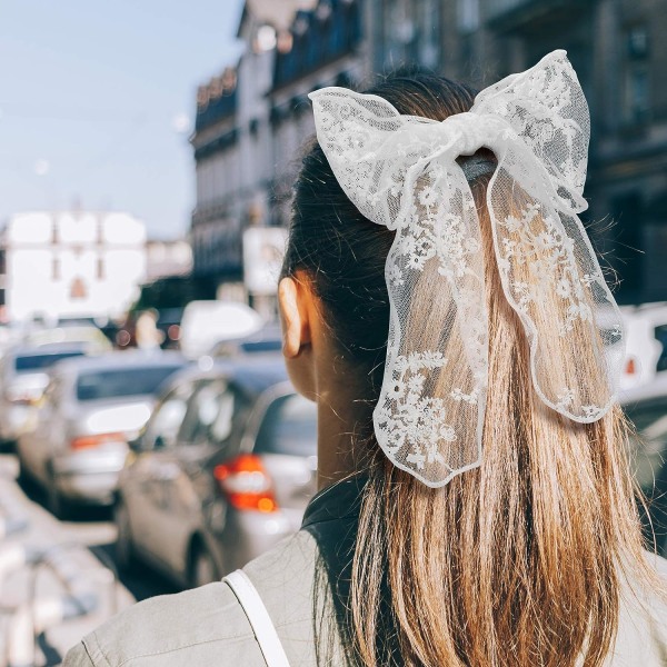 4 st spetsbågshårklämmor, koreansk stil blomma hårbåge barrette H