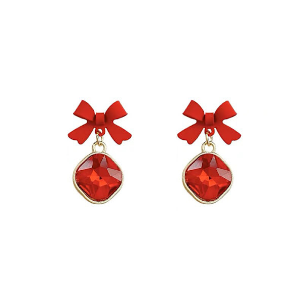 Fashion Röda Rosett Drop Dangle Örhängen Stud Kvinnor Bröllop Smycken, 1 par