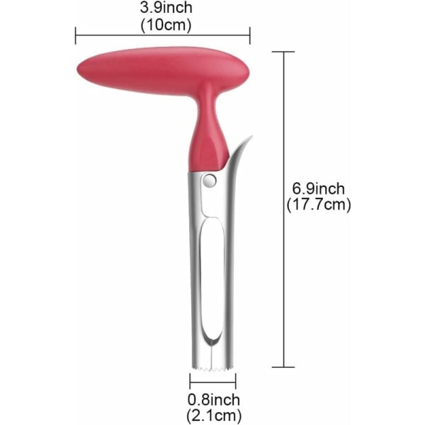 Omenapuolenpoistaja, ABS-kahvalla, elintarvikelaatuinen terä terävillä ruostumattomasta teräksestä valmistetuilla hampailla, punainen 18,5 x 10 cm