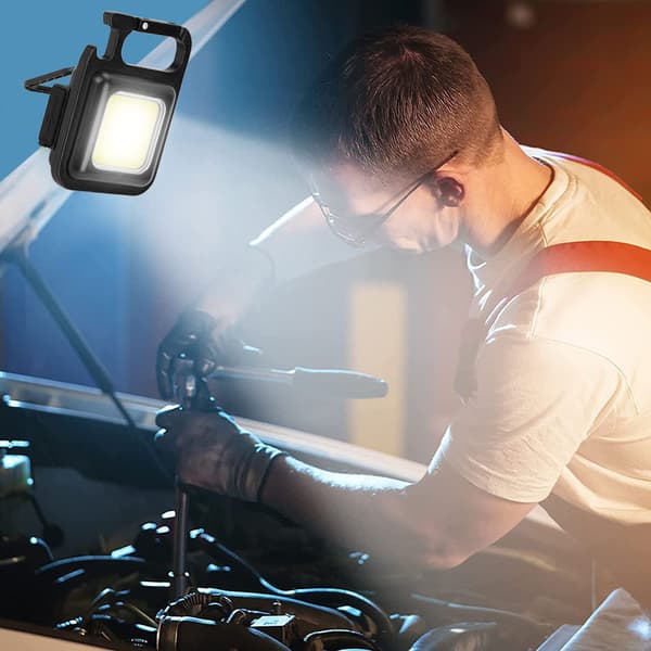 1 kpl 800 lumenin mini COB-taskulamppu, kirkas USB-ladattava avaimenperä