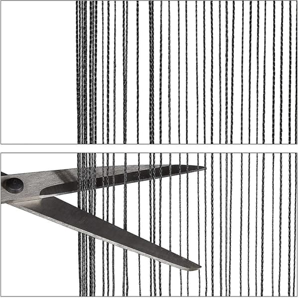 Trådgardiner, fransar, fransk fönster, gardinlängd 200 cm, 100x200 cm, svart, polyester, 1 element