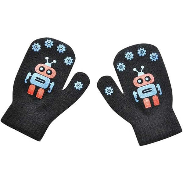 6 par vinterstrikkede varme robot søde handsker børn patchwork handsker handsker luffer småbørn