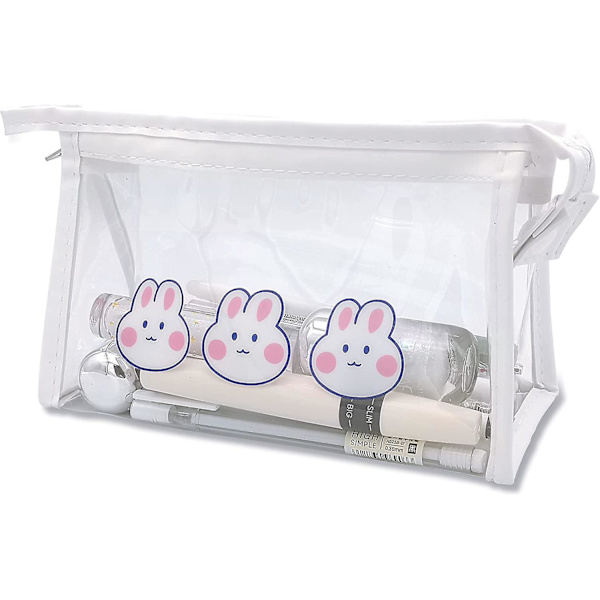 3-pack transparenta vattentäta pennfodral med dragkedja, japansk triangulär PVC transparent väska för små resehantverk
