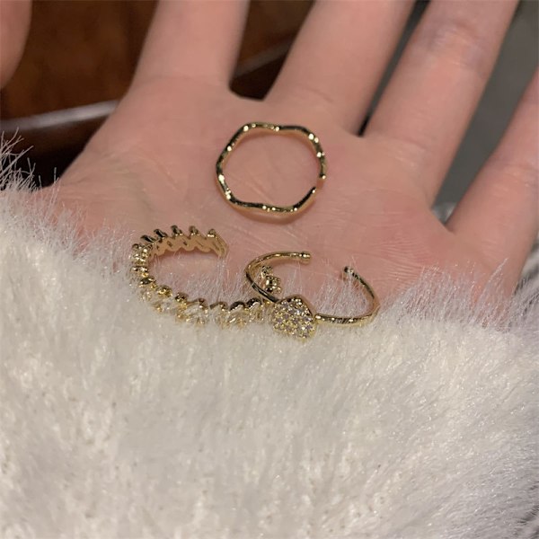 Fashion Plain Ring, Personlig öppningsbar justerbar tredelad F