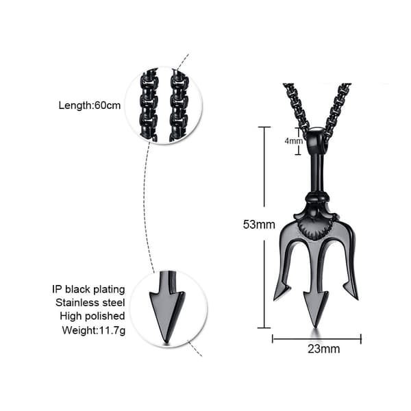 Poseidon Trefork Vedhæng Rustfrit Stål Antik Grækenland Amulet Halskæde til Mænd
