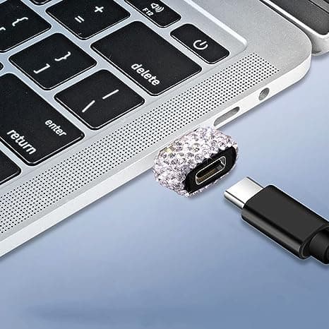 USB C hunn til USB hann adapter 2-pak Bling Rhinestone Diamond