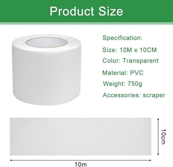 Antisliptejp 10cm*10m, Transparent Trappsteg Antisliptejp Lim