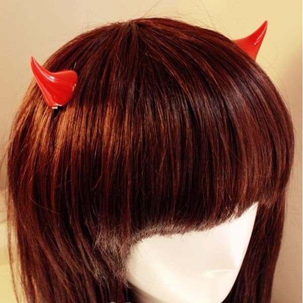 2 par horror gotisk cosplay kostumer trompet djævel horn hal
