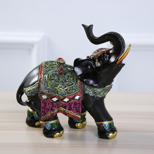 Sett med 2 stk Harpiks Elefant Statue, Dekorasjon, Elefant Figur